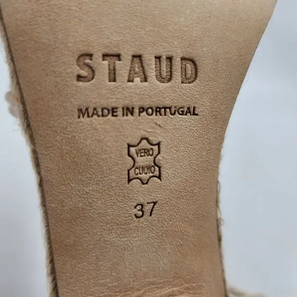 STAUD Chiara Espadrille Sandals Women's 7 Natural High Heel Tassel Braided Rope* - Picture 6 of 15